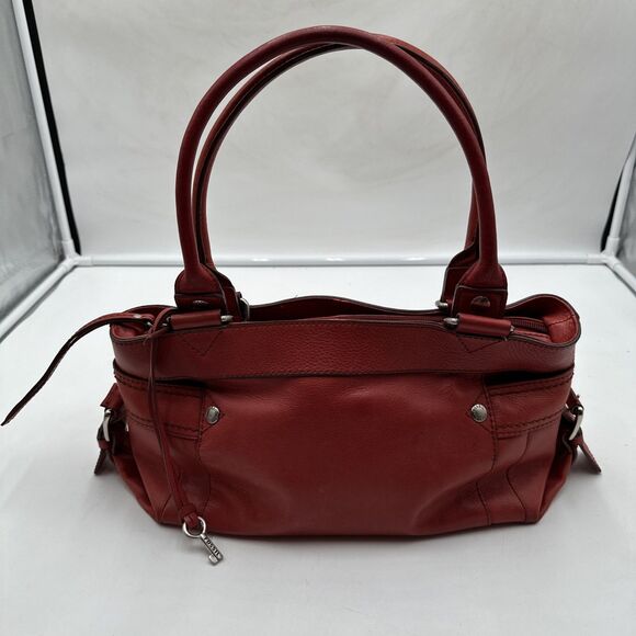 Fossil 75082 Red Leather Pebbled Double Handle Shoulder Bag 15x9x4” - Picture 1 of 9